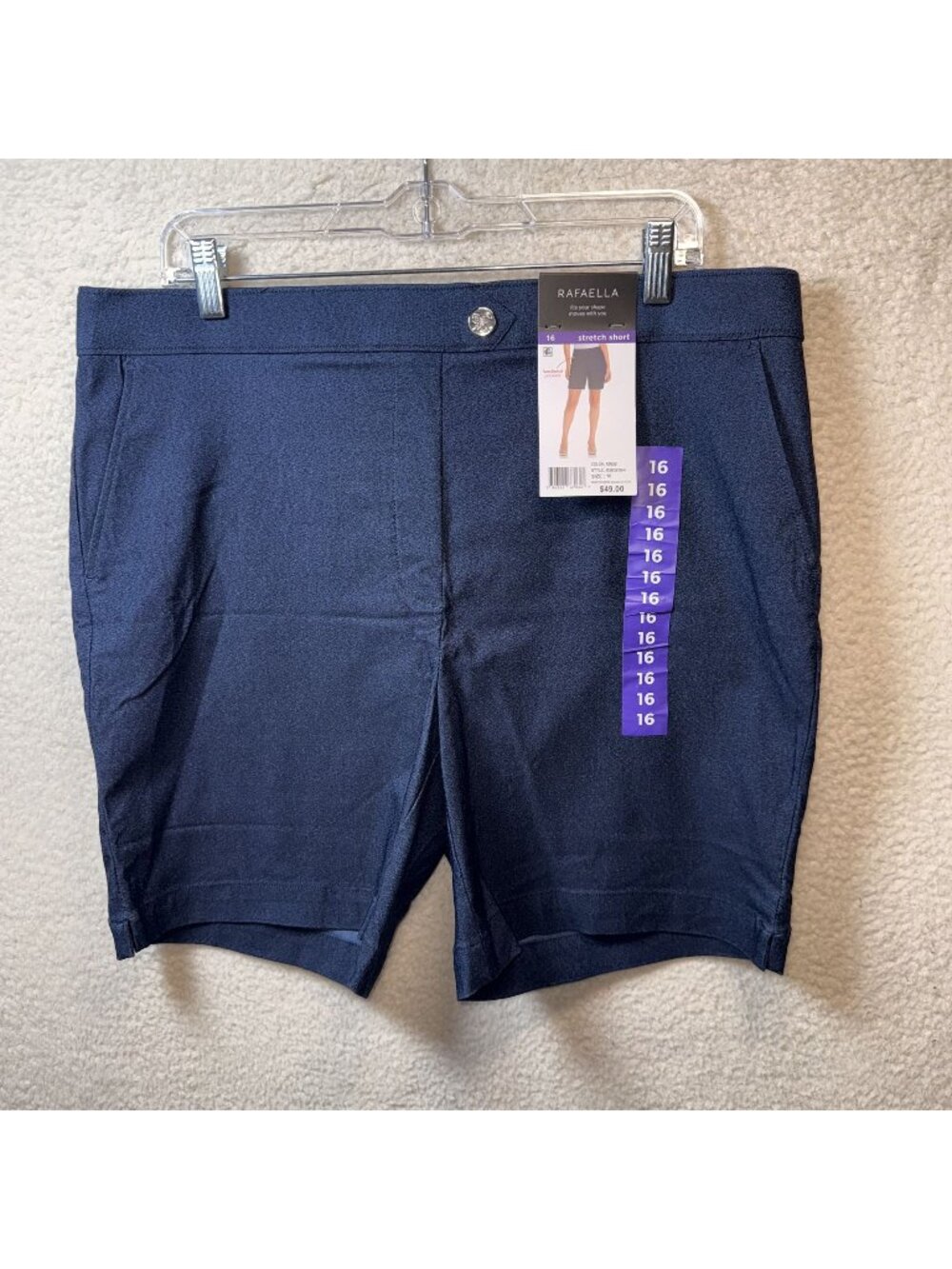 Rafaella Womens Stretch Shorts Navy Size 16 Comfortable Fit MSRP $49 NWT